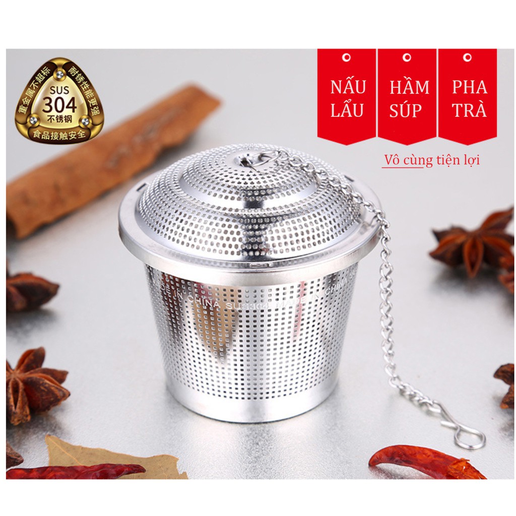 Dụng cụ lọc trà lọc gia vị Inox 304 dạng hũ - Nhiều kích cỡ