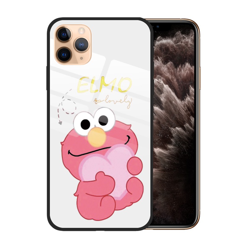 Ốp Điện Thoại Kính Cường Lực In Hình Elmo Cookie Monster Cho Iphone 12 11 Pro Max Xs Xr X 8 7 Plus Iphone Se 2020 6s