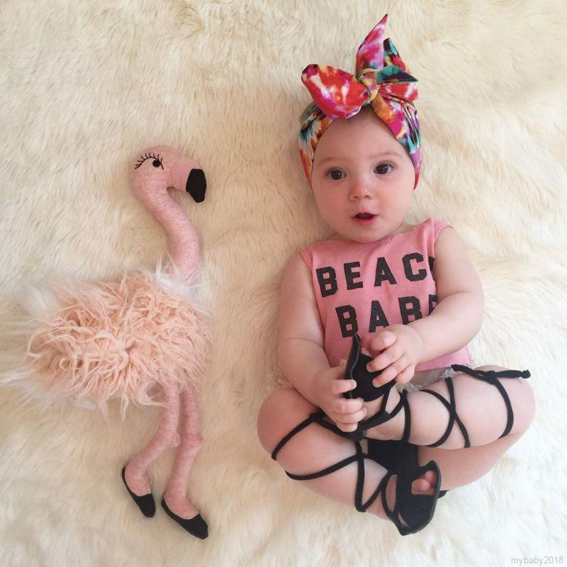 B My Baby  ộ Áo Ba Lỗ In Chữ + Quần Short Tua Rua Cho Bé