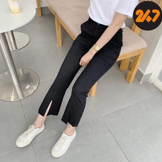 ( SIÊU HOT) Quần ống loe xẻ trước cạp cao dáng xinh