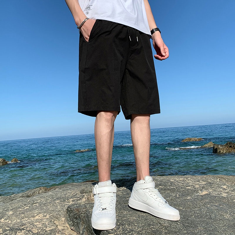 Quần Short Nam Lưng Thun Màu Trơn Phong Cách Đơn Giản
