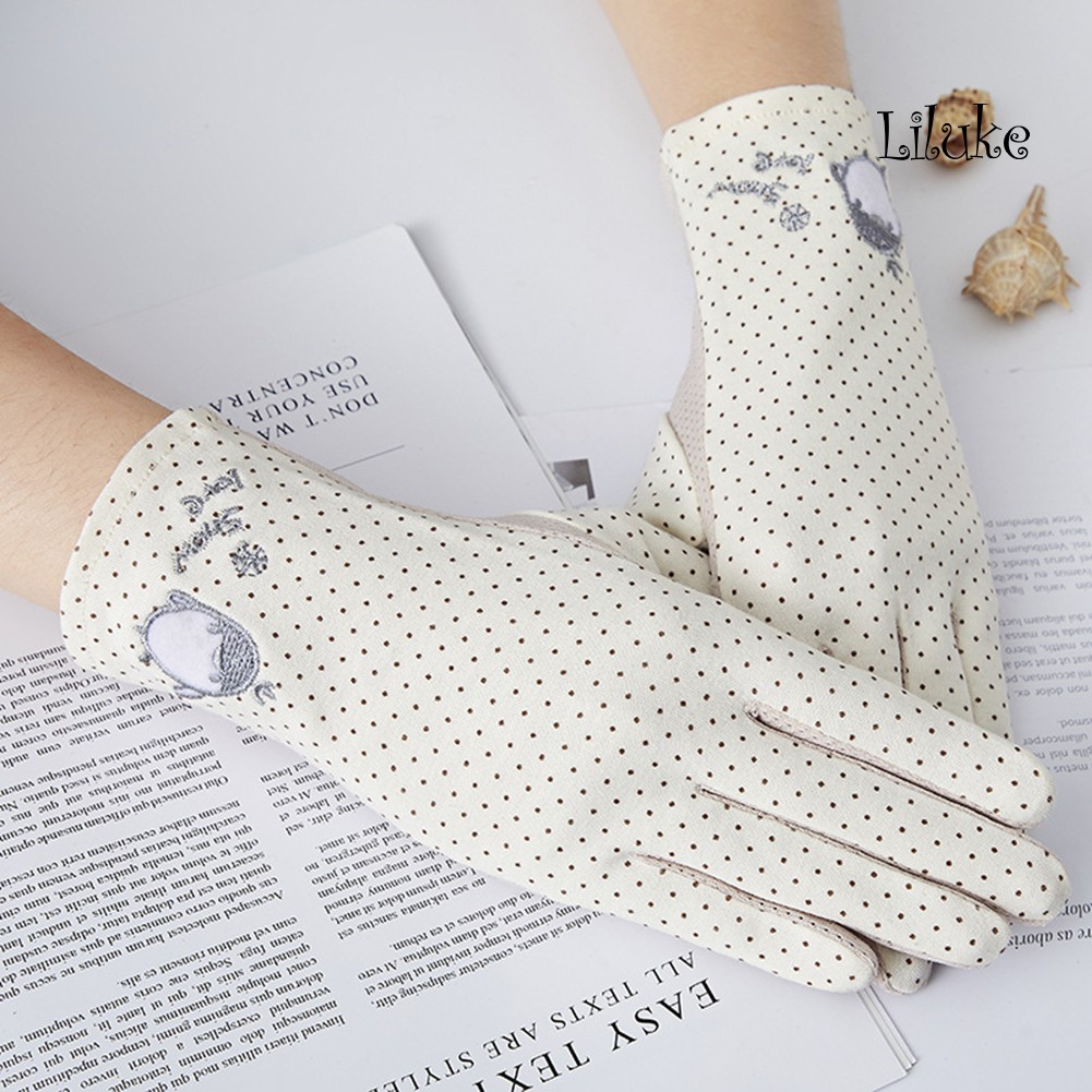 Găng Tay Cotton Mỏng Chống Tia UV Chống Trượt Có Thể Dùng Màn Hình Cảm Ứng Tiện Lợi