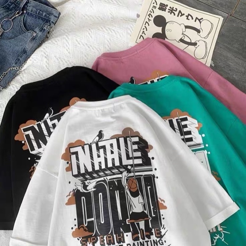 [ Rẻ vô địch ] Áo thun cotton tay lỡ dáng rộng unisex - TLE