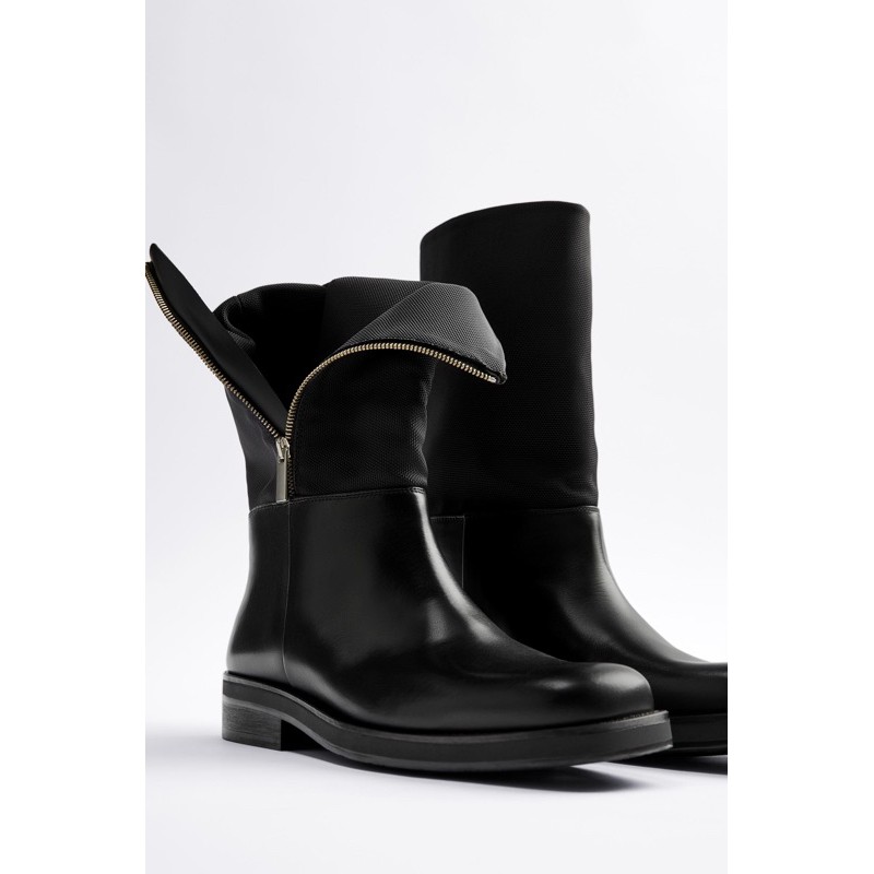 Giày boots Zara authentic LEATHER MID-CALF