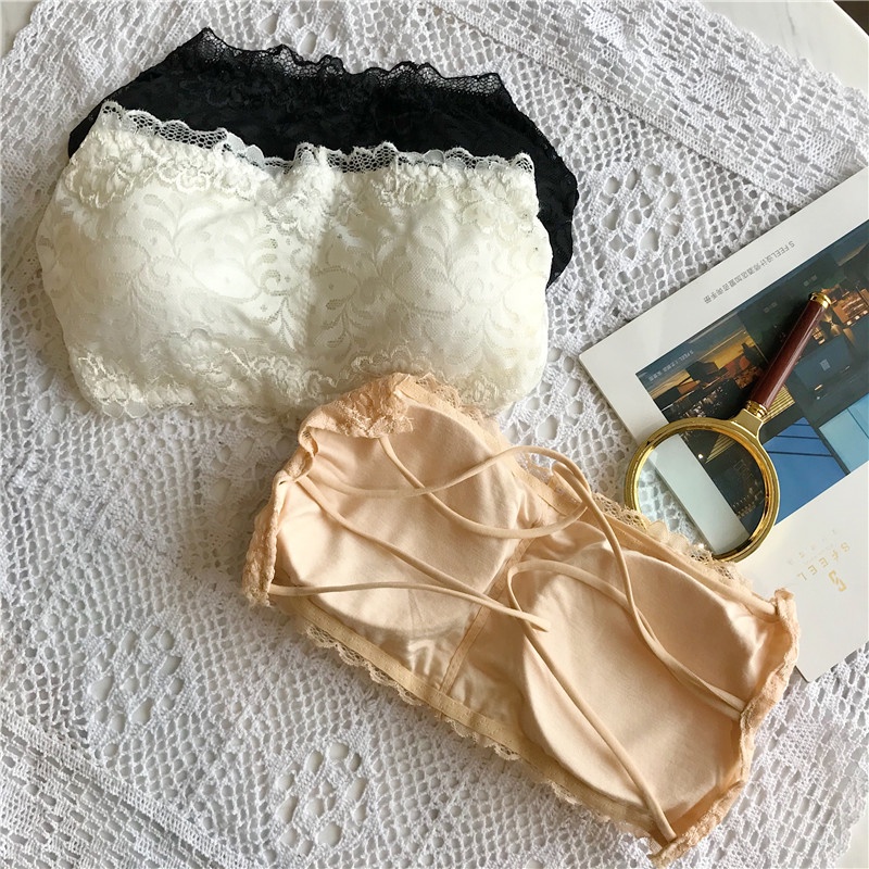 Áo Lót Phối Ren Có Mút Đệm Ngực Dây Chéo Sau Lưng Quyến Rũ