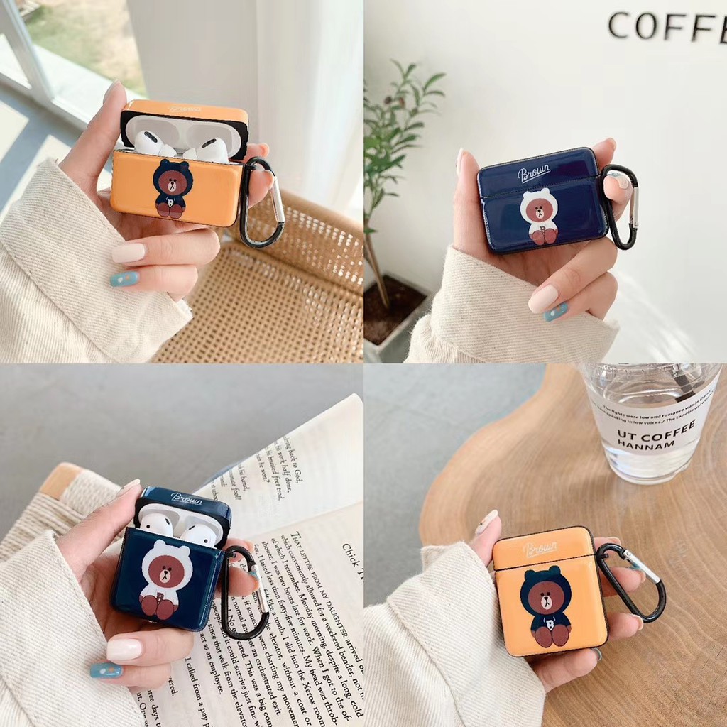 Hard Plastic Airpods 1/2/Pro - Cute LINE Friend Brown Bear Case suitable for Apple Airpods 1/2/Pro #HG356