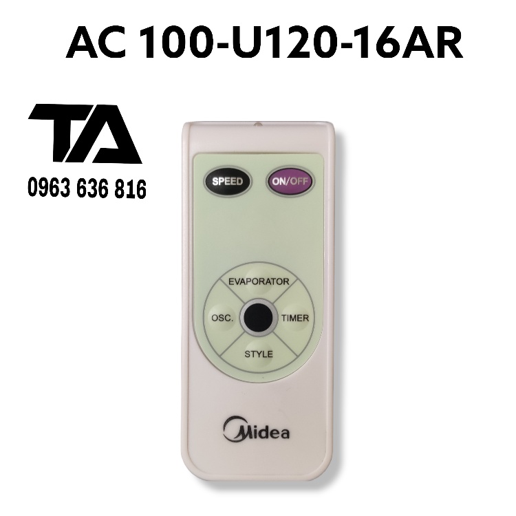 ( Chính Hãng ) Remote Quạt Hơi Nước , Điều Khiển Quạt Midea AC 100 - U120 - 16AR