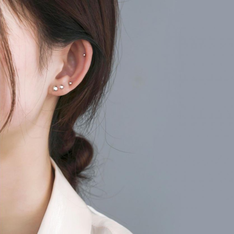 Papayaozhu Khuyên Tai Bạc S925 Hạt Nhỏ Đơn Giản Không Gây Dị Ứng Trang Sức Hàng Ngày Cho Nữ