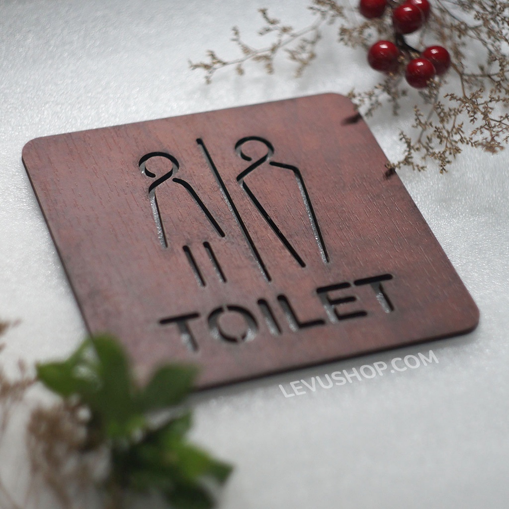 Bảng gỗ toilet dán tường trang trí phòng vệ sinh giá rẻ LEVU-TL14