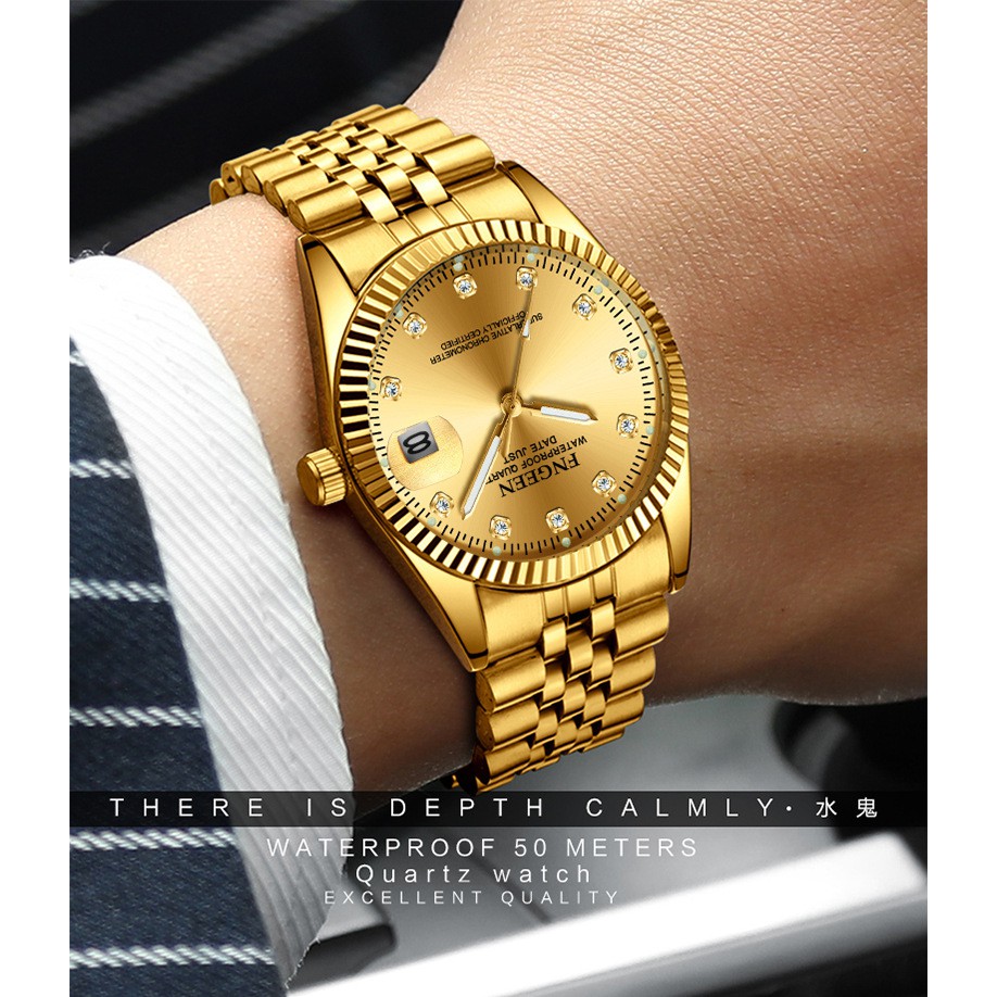 Đồng hồ nam FNGEEN FE87 nam tính đẳng cấp doanh nhân vàng chống nước , chống xước sinh hoạt dây hợp kim thép | BigBuy360 - bigbuy360.vn