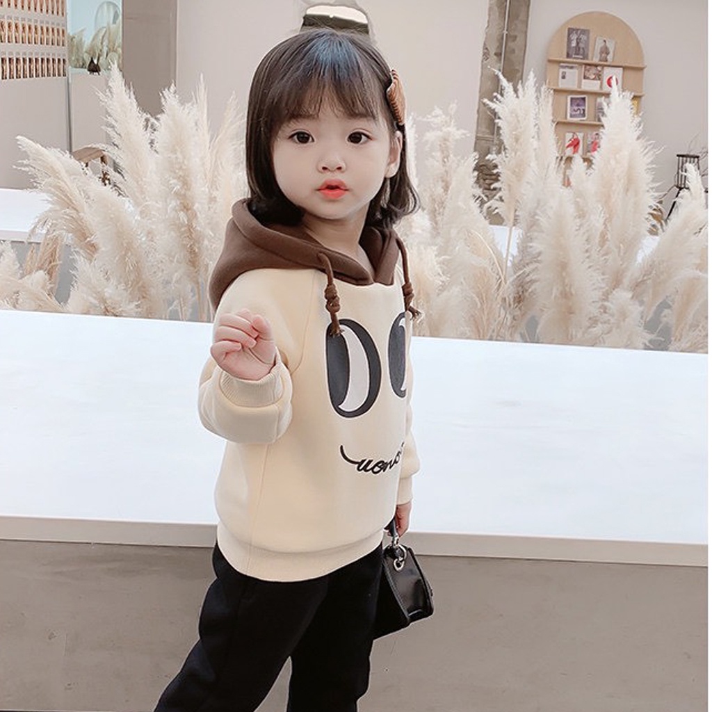 Bộ Nỉ Cho Bé In Hình Mắt Ngộ Nghĩnh Cho Bé, Bộ Nỉ Bông Cho Bé Gái Mặc Đều Xinh - LILA KIDS