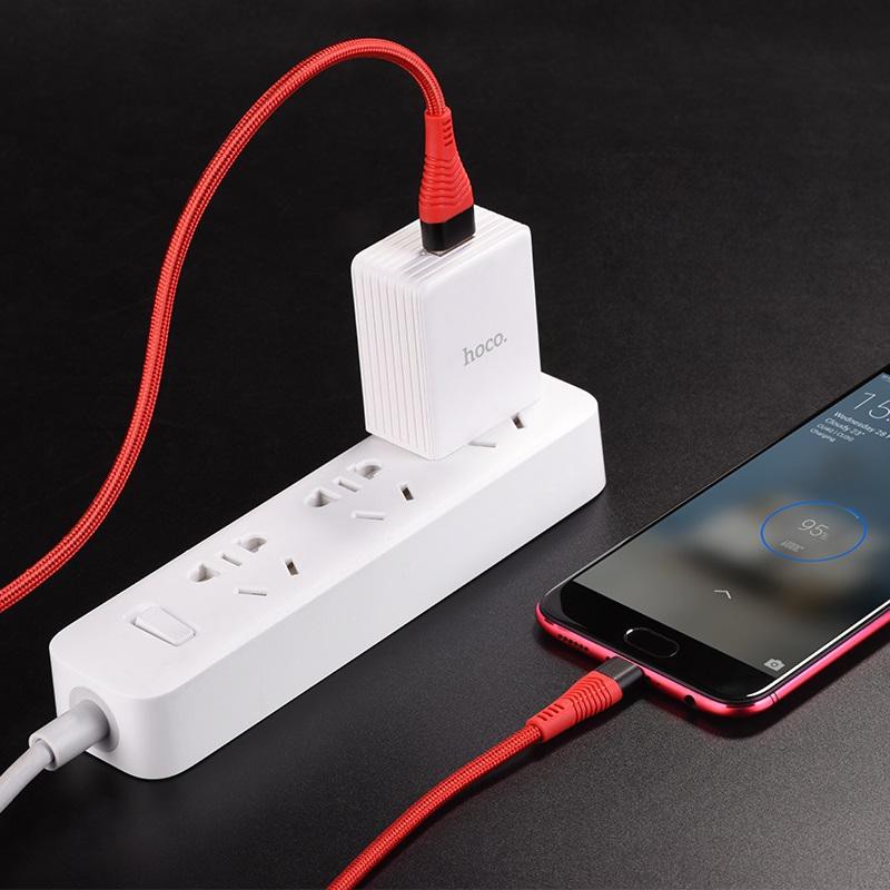 Cáp sạc cường độ cao Hoco U53 cổng microUSB 1.2M hỗ trợ điện áp tối đa 4A