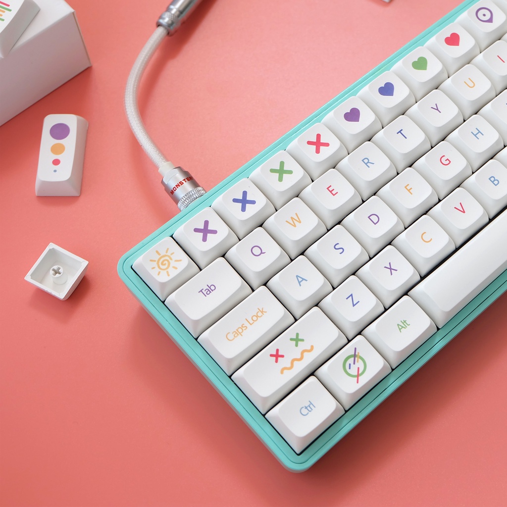 Cấu hình XDA Keycaps PBT 140 Phím Nhuộm Thăng hoa Bố cục ANSI Tùy chỉnh Chủ đề Cầu vồng Keycaps Bộ công cụ nhỏ đầy đủ cho Cherry MX Bàn phím cơ học chuyển đổi Gateron Kailh