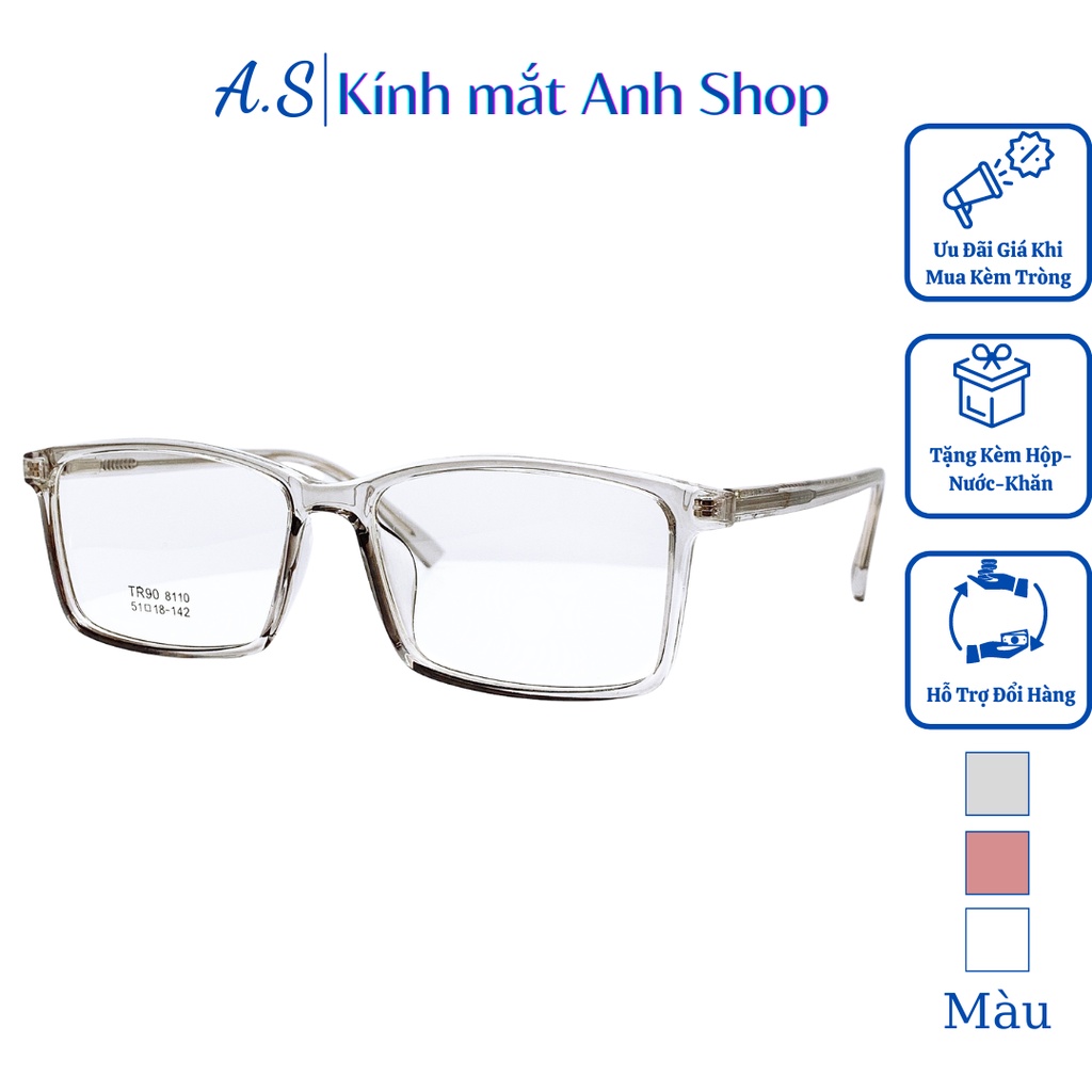 Kính vuông thời trang chất liệu nhựa kết hợp kim loại nam nữ đều dùng được bền và đẹp 8110