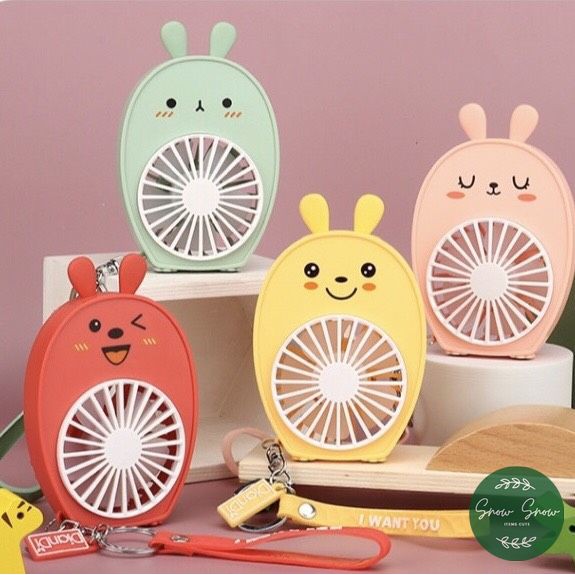 Quạt Móc Khóa Mini cầm tay nhỏ gọn, nhiều màu dễ thương sạc USB tiện lợi siêu xinh
