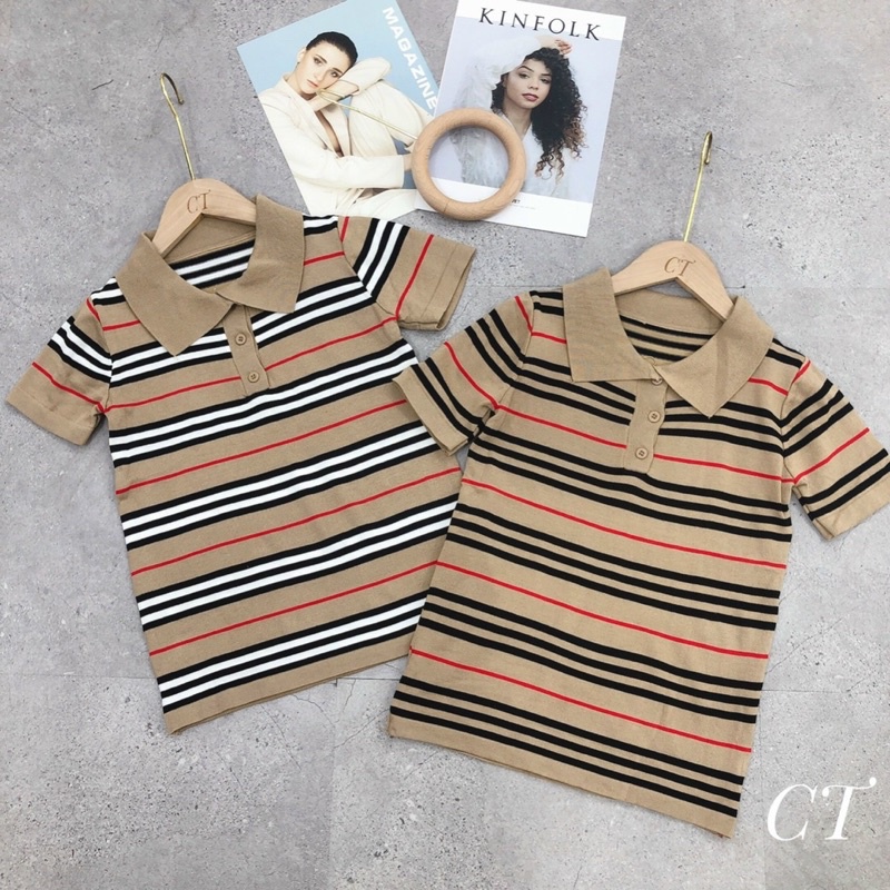 ÁO LEN KẺ CỔ ĐỨC LỊCH SỰ MS10077