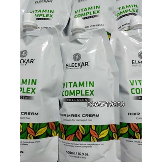 ELECKAR professional hấp dầu phục hồi tóc vitamin complex collagen bịch (500ml)