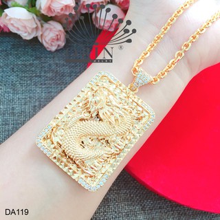 Dây chuyền nam, vòng cổ nam dây xích mặt rồng đế vuông đính đá thiết kết cao cấp Orin DA119
