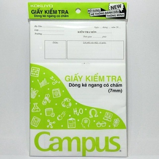 Giấy kiểm tra kẻ ngang Campus, 25 tờ đôi có chấm