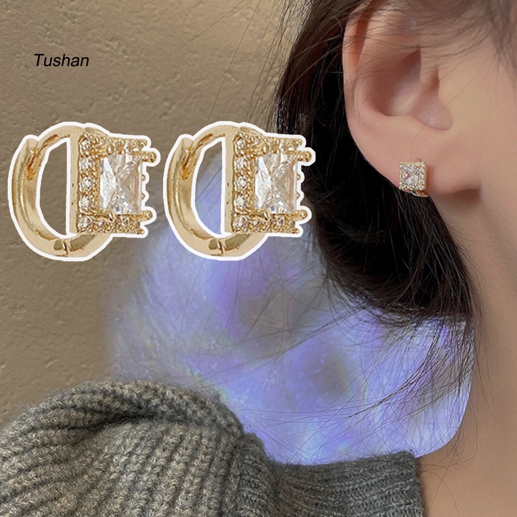 Bông Tai Đính Đá Sáng Lấp Lánh Thời Trang Cho Nữ