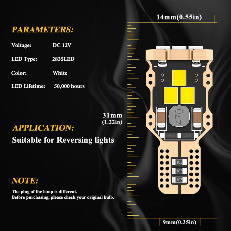 1 Đèn Led Canbus W16W 920 921 912 Led 2835 Cho Xe Hơi