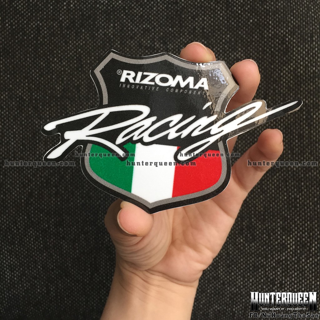 Logo RIZOMA racing[11x7cm] Hình dán decal siêu dính, chống nước, tem đua trang trí xe máy