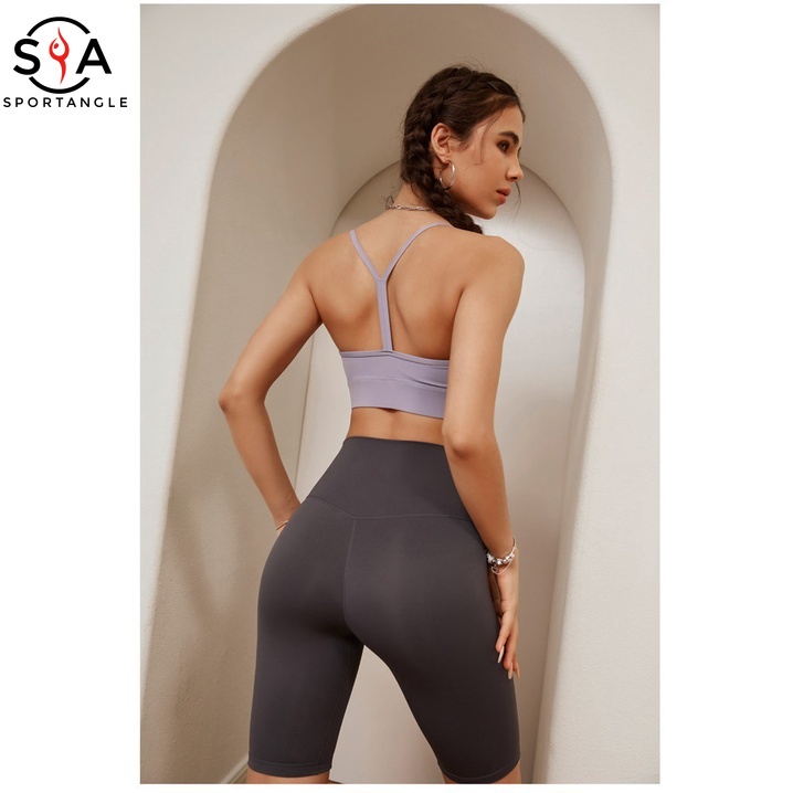Quần ngắn thể thao SPORTSANGEL lưng cao không đường may thời trang tập yoga