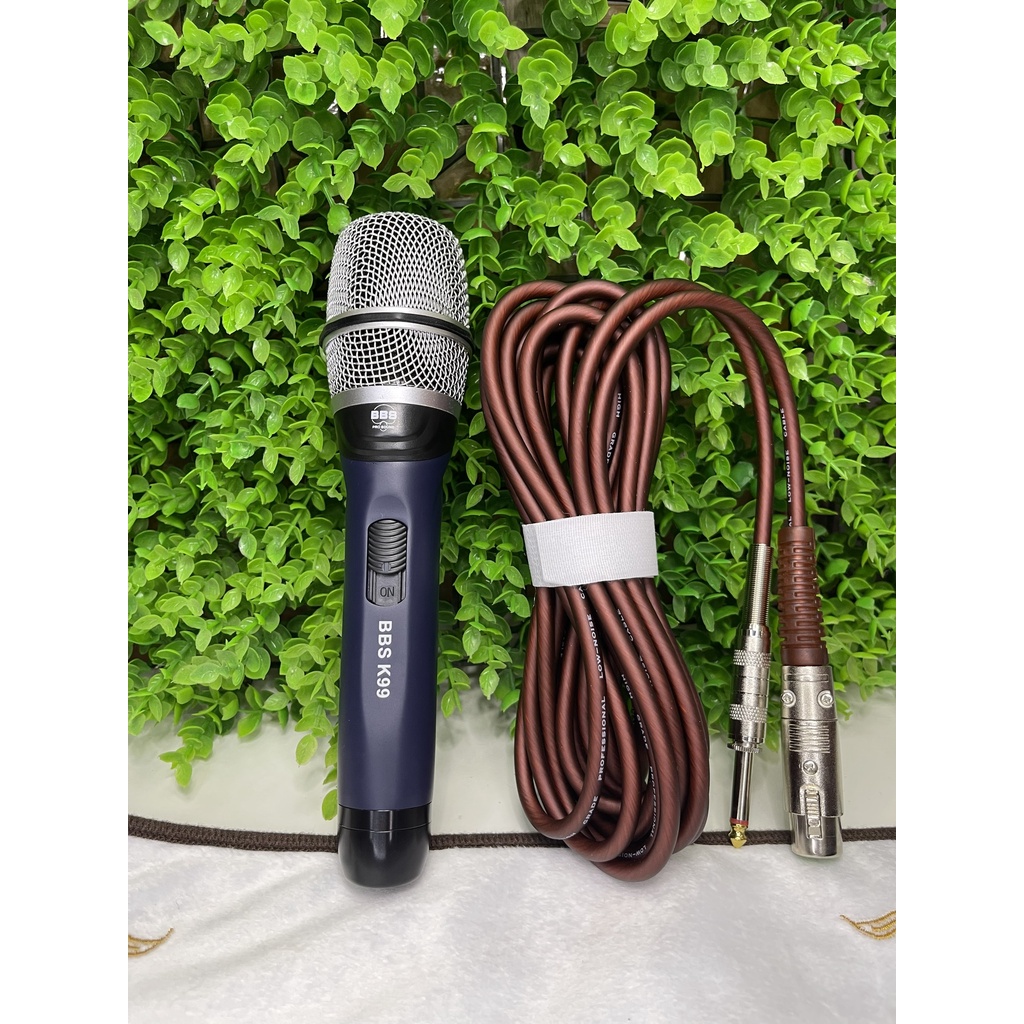 Mic Hát Karaoke Có Dây BBS K99 . Chất Lượng Âm Thanh Cực Tốt, Kiểu Dáng Cực Đẹp, Dây Mic Dài. Bảo Hành 12 Tháng