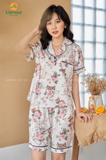 Bộ Lụa hoạ tiết Hoa Nai - Lửng