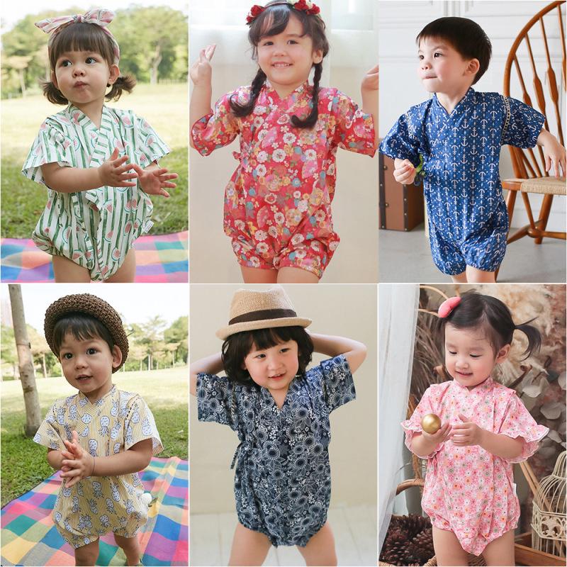Bộ áo liền quần kiểu kimono Nhật Bản xinh xắn cho bé sơ sinh
