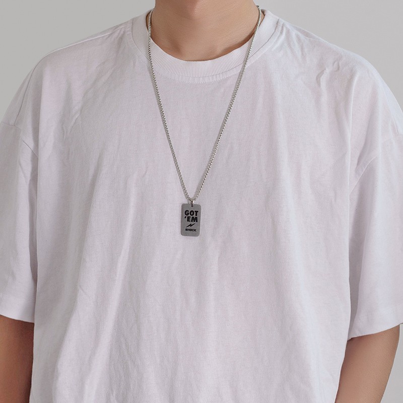 Vòng Cổ Thép Titan Mặt Thẻ Khắc Chữ Phong Cách Hip Hop