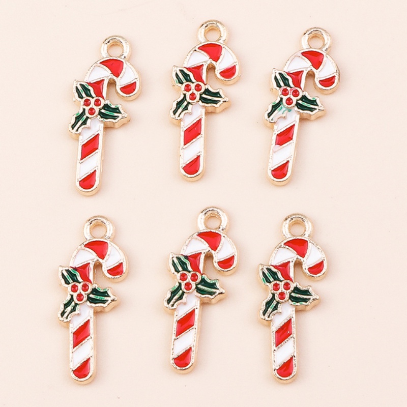 Set 10 Mô Hình Kẹo Giáng Sinh Mini Bằng Hợp Kim Dùng Để Làm Đồ Trang Sức Thủ Công