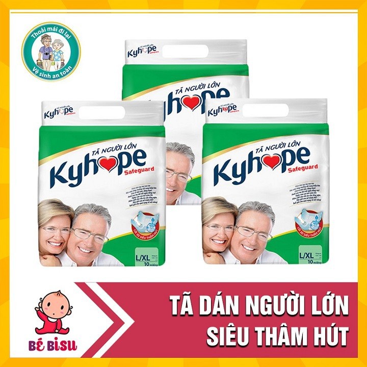 [COMBO 3 GÓI] Tả dán người già KYHOPE SAFEGUARD size M, L/XL - 10 miếng