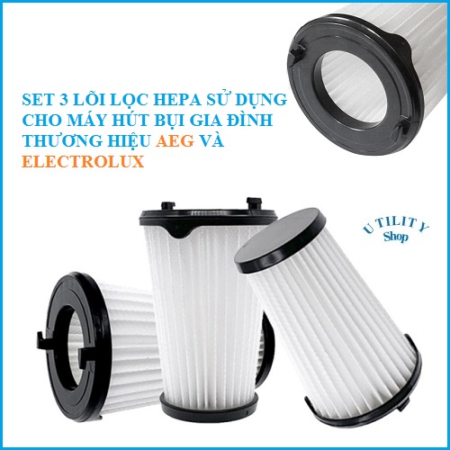 Set 3 lõi lọc bụi HEPA hàng chất lượng cao dùng cho máy hút bụi gia đình thương hiệu AEG và ELECTROLUX