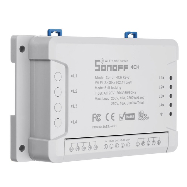Công tắc thông minh Sonoff 4CH R2 điều khiển từ xa qua WIFI, 3G, 4G