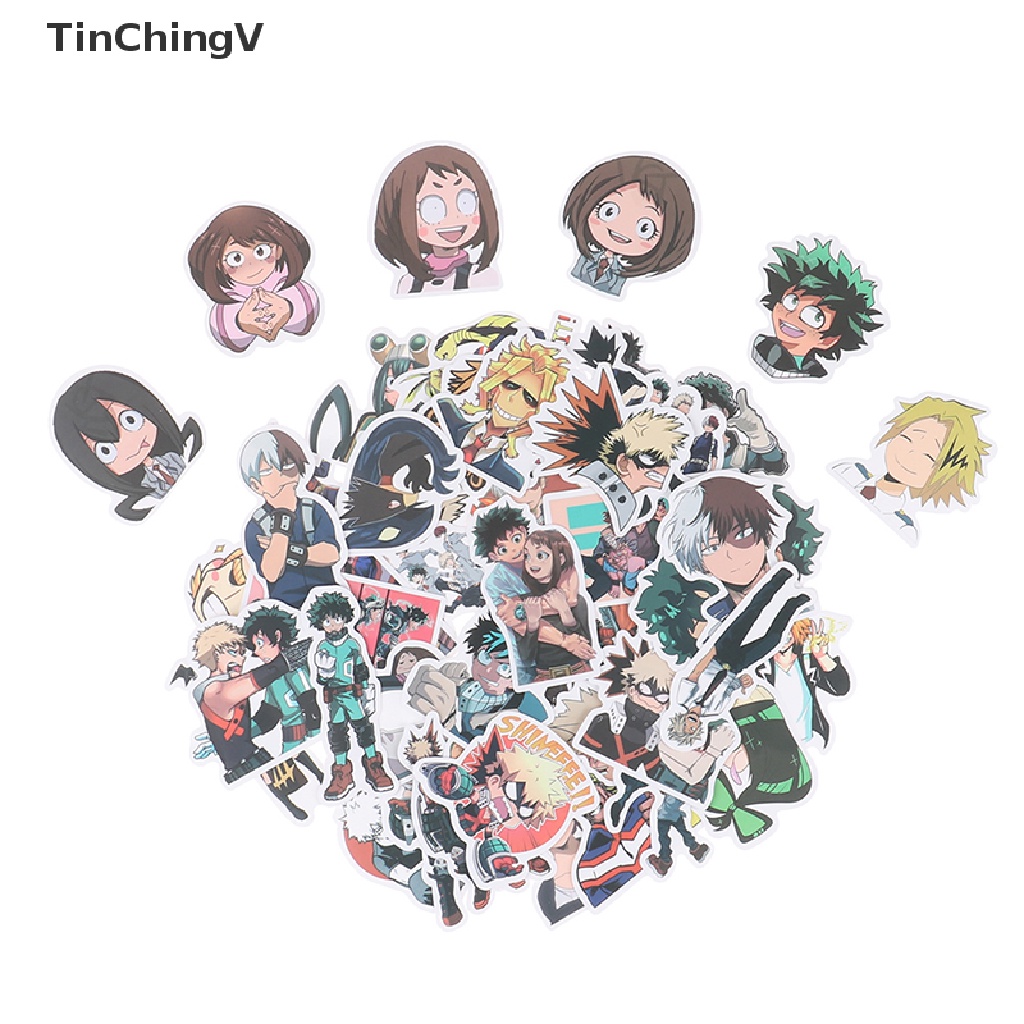 Bộ 50 Miếng Dán Anime My Hero Academia Nhật Bản Trang Trí Ván Trượt / Laptop DIY