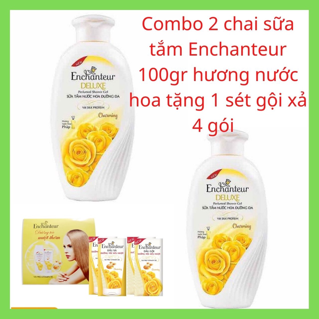 Sữa Tắm  FREESHIP [COMBO2] Sữa tắm Enchanteur Charming 100g Trắng da Dưỡng Ẩm tặng sét gội xả