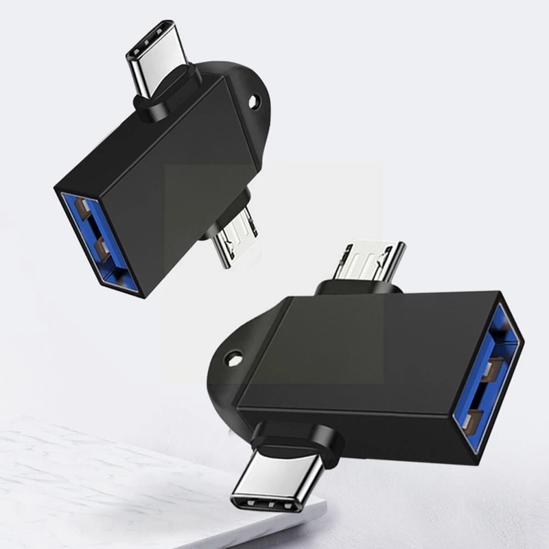 Đầu Đọc Thẻ Nhớ USB Sang USB C 2 Trong 1 OTG Bằng Hợp Kim Nhôm Di Động Tiện Dụng