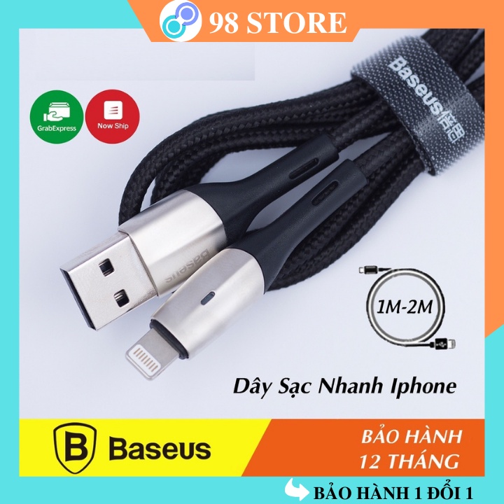 Dây sạc iPhone chính hãng Baseus sạc nhanh 2.4A dây sạc iphone dài 1M/2M hỗ trợ sạc ipad/iphone/6/7/8/x/11/12