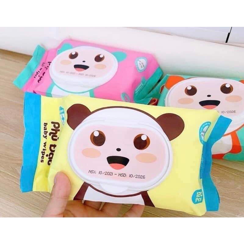 [HỎA TỐC] 1 thùng 32 bịch khăn giấy ướt Phú Đạt hình gấu gói 120 tờ chính hãng không mùi (HSD: 2027)