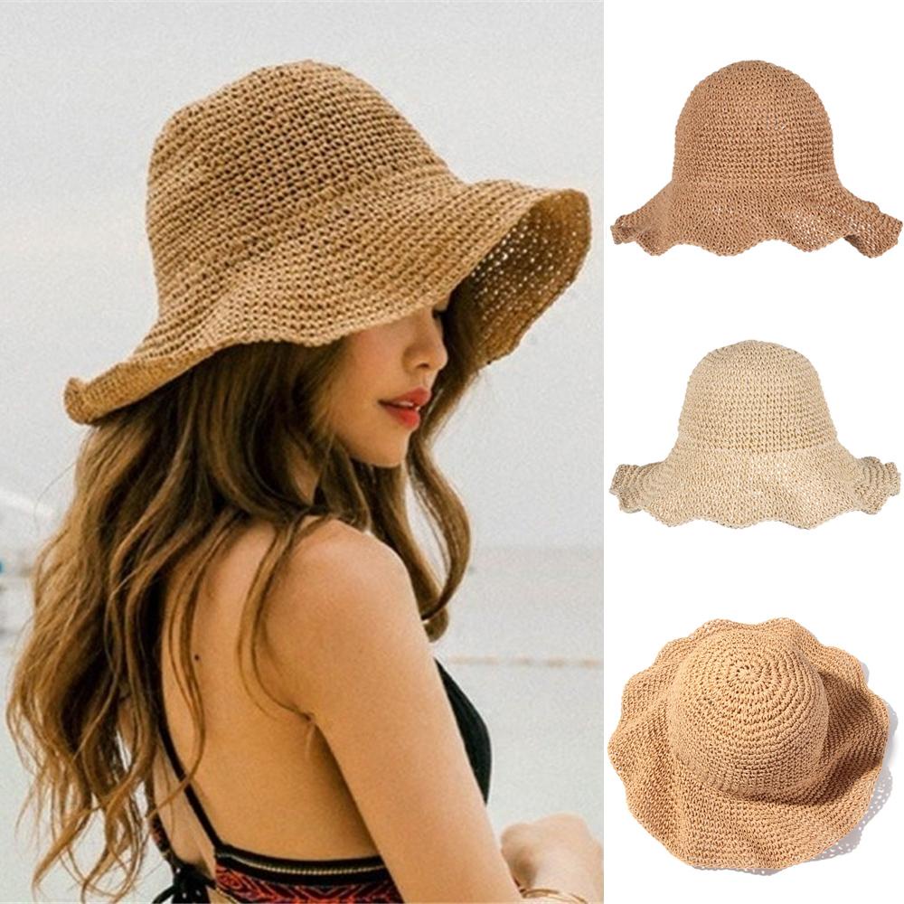 Mũ Rộng Vành Chống Nắng Tia UV Thiết Kế Nhỏ Gọn Thời Trang Đi Biển Xinh Xắn