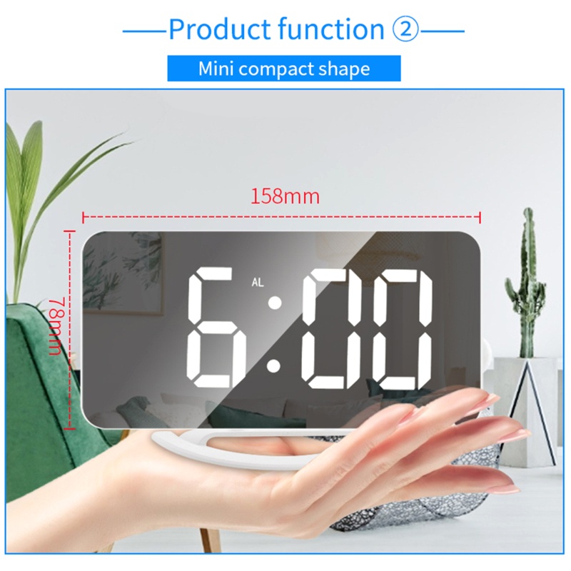 Đồng Hồ Báo Thức Kỹ Thuật Số Có Đèn LED Cảm Ứng Tự Động