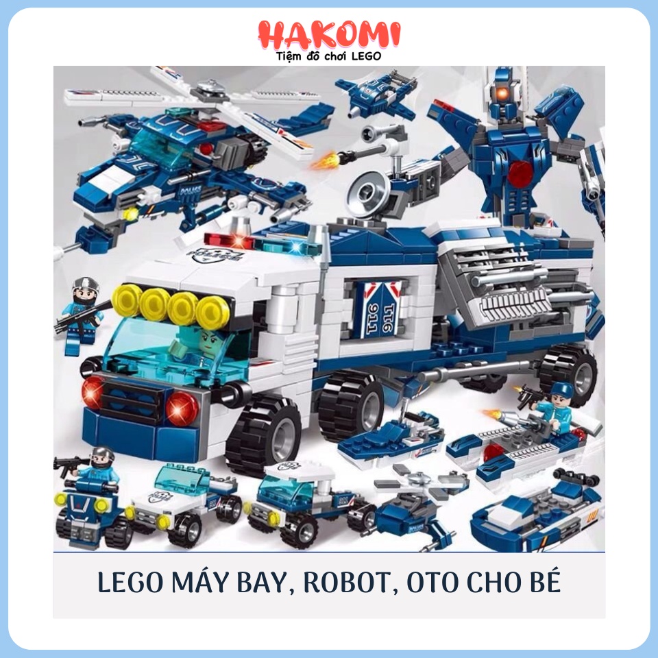 Bộ Đồ Chơi Lego Robot, Máy Bay Trực Thăng Xanh Dương Phát Triển Tư Duy Cho Béi