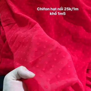 Voan chiffon đỏ chấm bi nổi 25k /1m khô 1m5