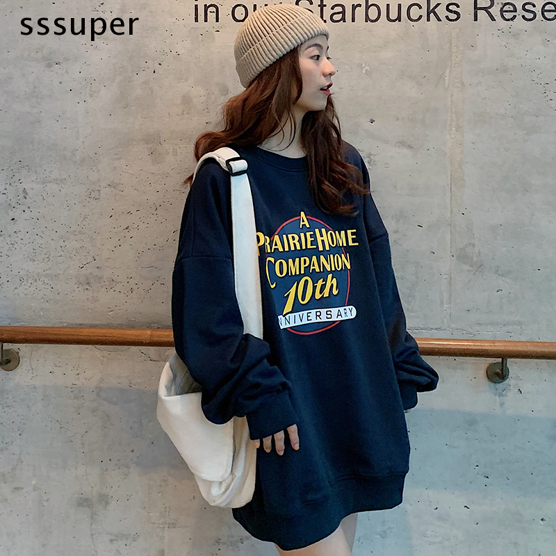 Áo Nỉ Sweater Form Rộng In Hình Phong Cách Hàn Quốc Dành Cho Nữ