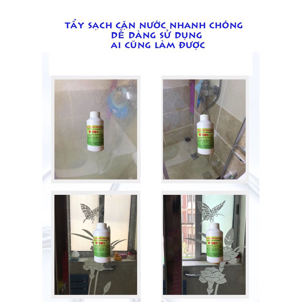 Nước tẩy cặn canxi trên kính nhà tắm, kính ô tô, kính tòa nhà HT01-TVS-500ML