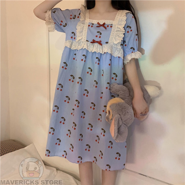 Đồ ngủ Tay Ngắn Kiểu Công Chúa Dễ Thương Thời Trang Mùa Hè Cho Nữ