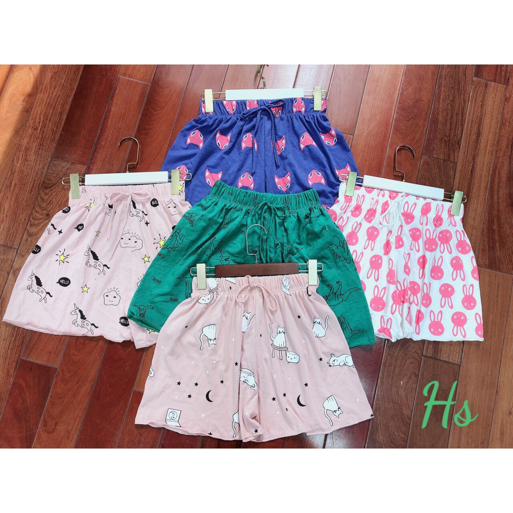 Quần Short Nữ Chạy Viền Icon Quần Đùi Ngủ Nữ Họa Tiết Cute
