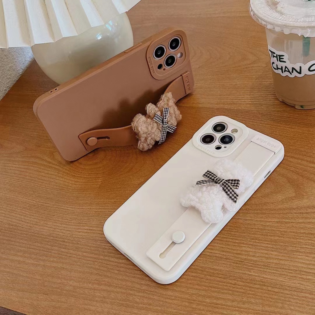 Ốp Điện Thoại Hình Gấu Bông Có Dây Đeo Cho iPhone 7 8 Plus X XS XR 11 12 13 14 pro max