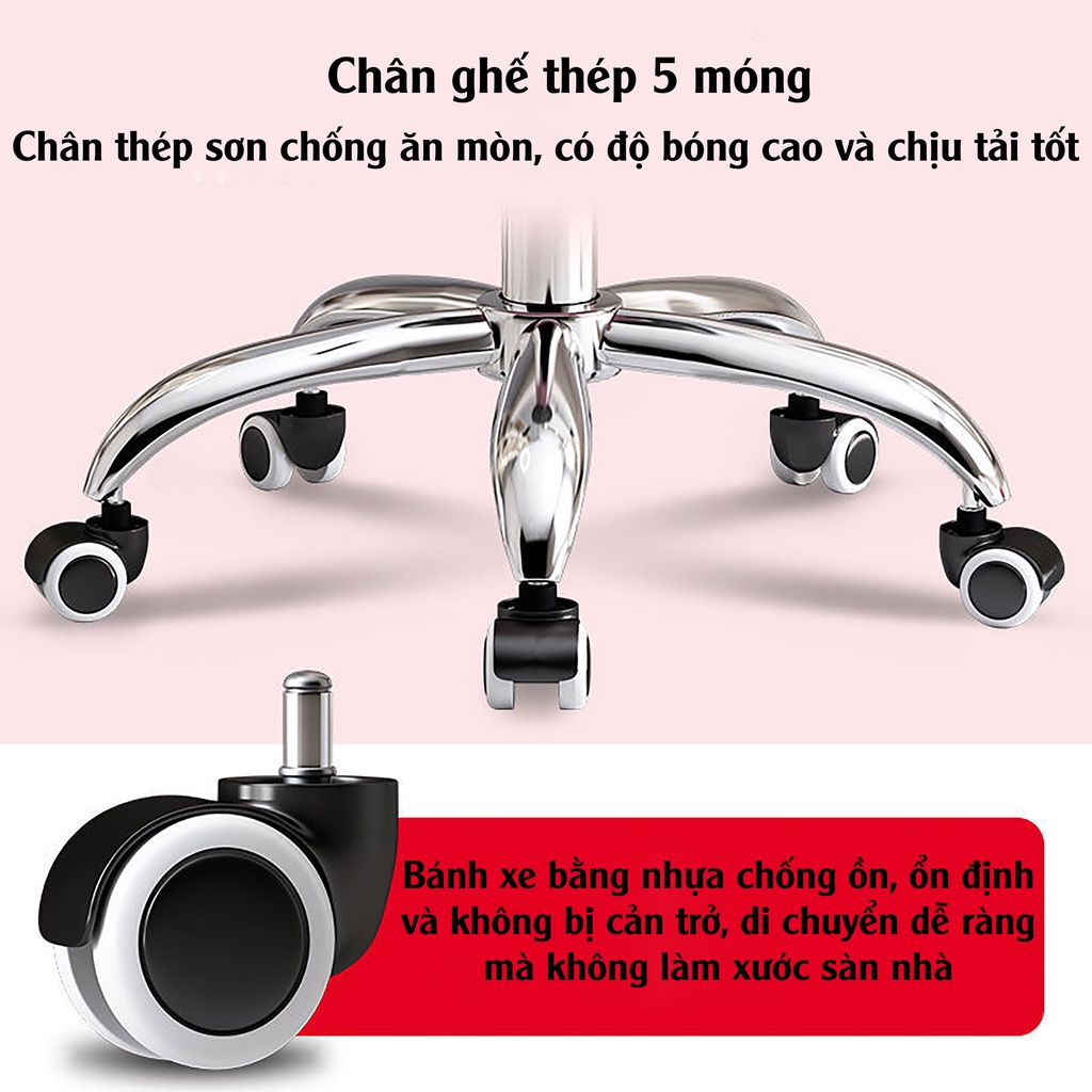 Ghế Trang Điểm Makeup Chuyên Nghiệp, Ghế Xoay Văn Phòng Học Tập Làm Việc Có Điều Chỉnh Cao Thấp Bánh Xe